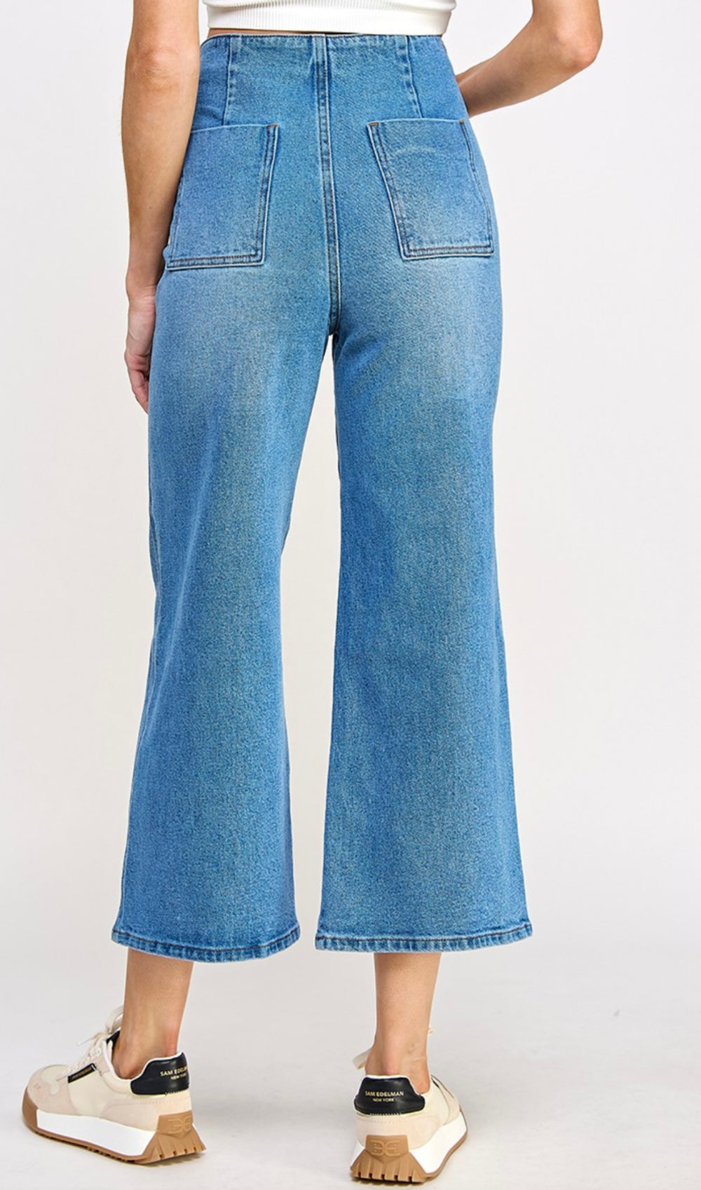 Denim Straight Cropped Jeans, light Denim
