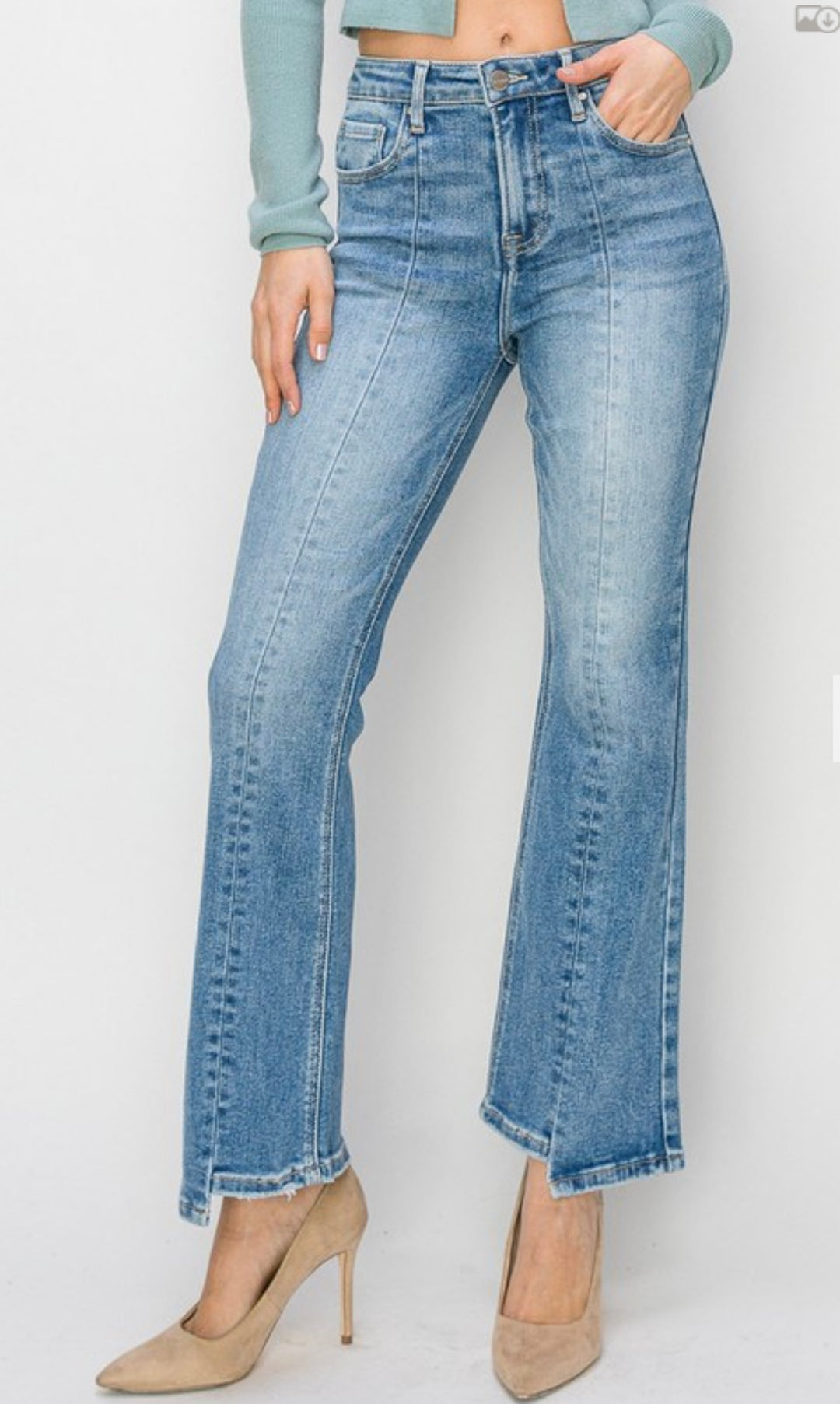 Risen High Rise Ankle Flare Jeans
