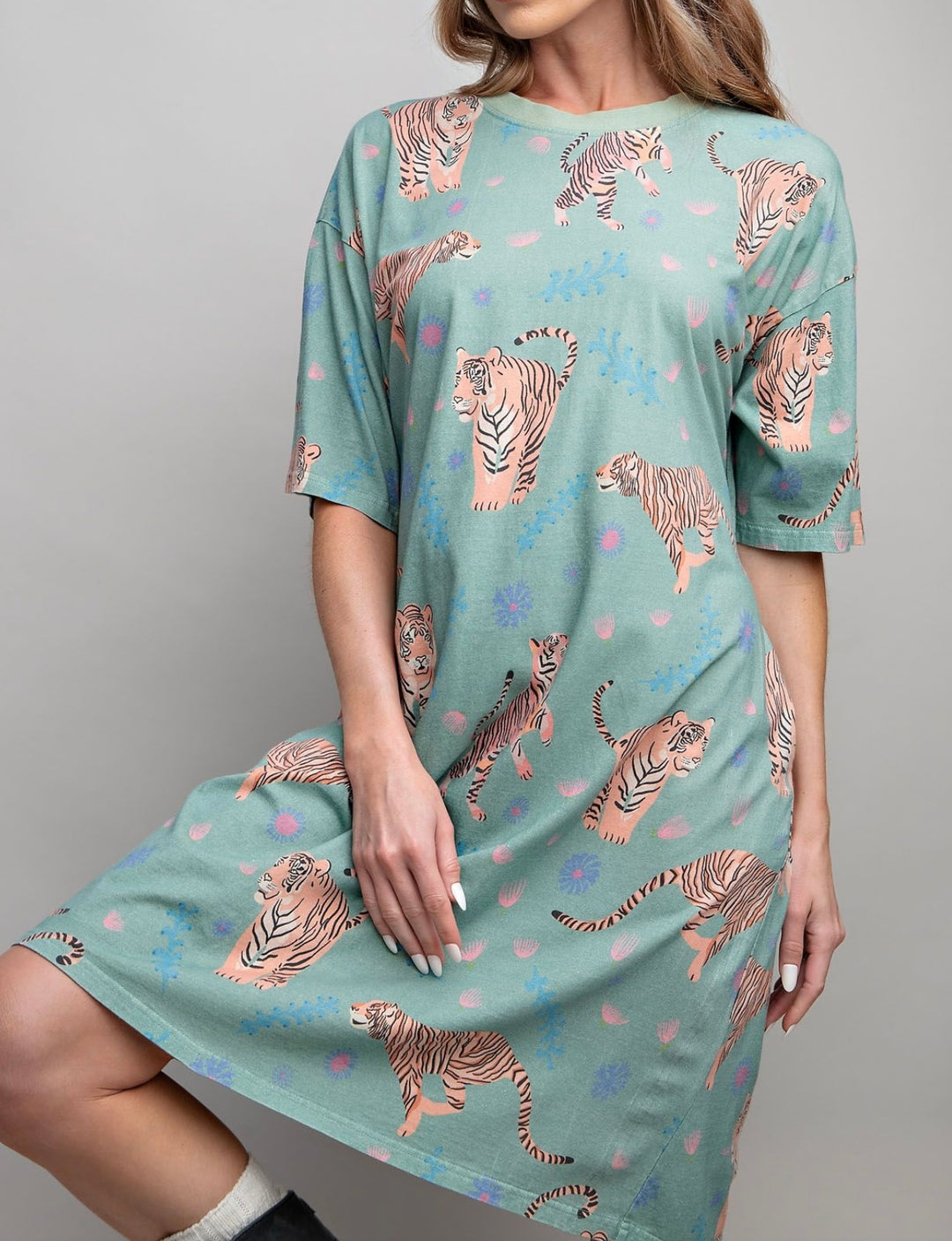 Tiger Print Dress in Sage
