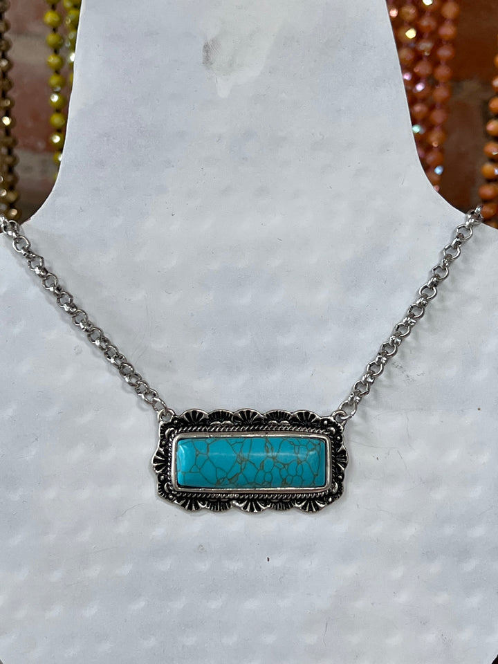 Large Turquoise Bar Necklace