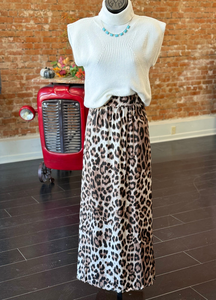 Cheetah Print Maxi Silky Skirt