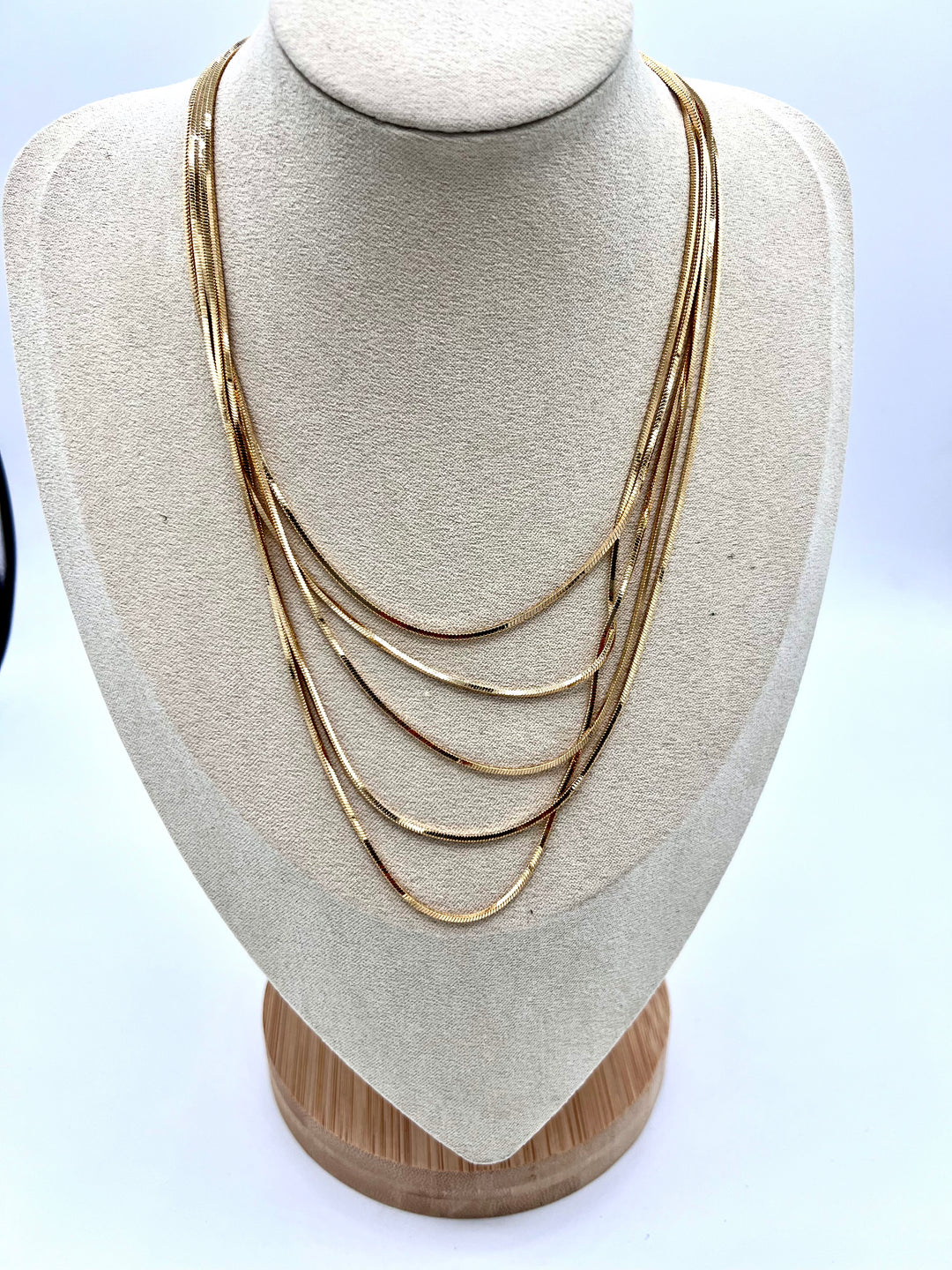 Layered 5 Strand Necklace Gold