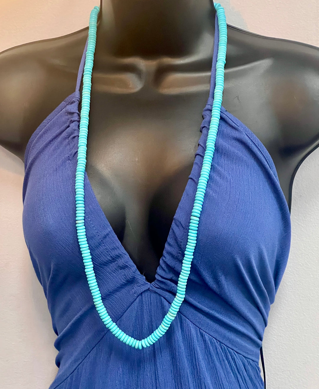 Turquoise Disc Bead Necklace 36"