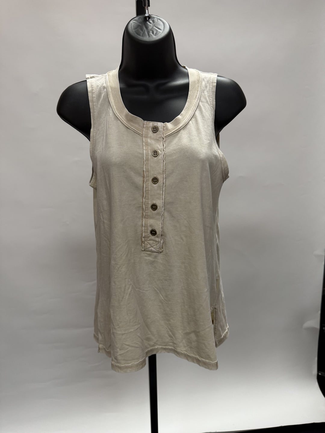 Washed Henley Sleeveless Knit Tank