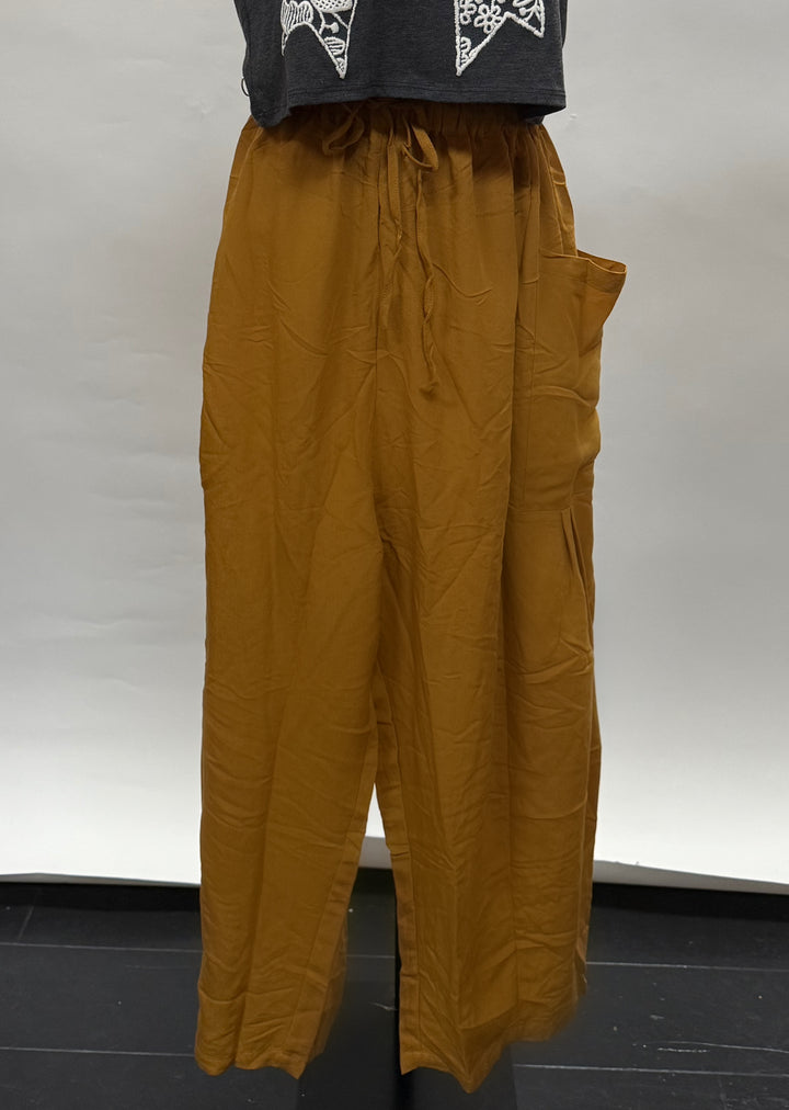 Deep Pocket Wide Leg Crop Pants in Ginger