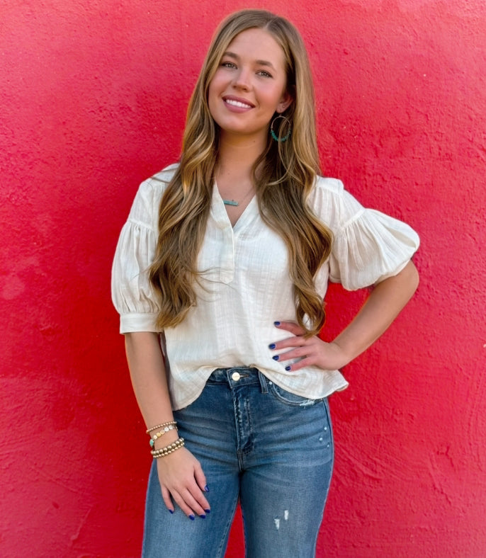 Stripe Short Sleeve Blouse