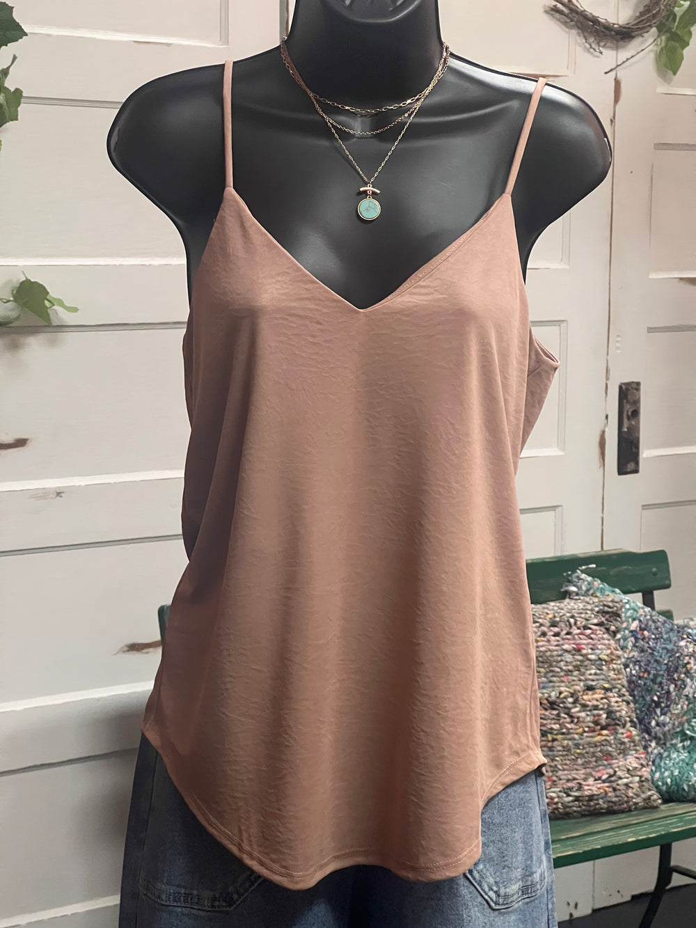 Clarice Silky Tank/Cami in Taupe