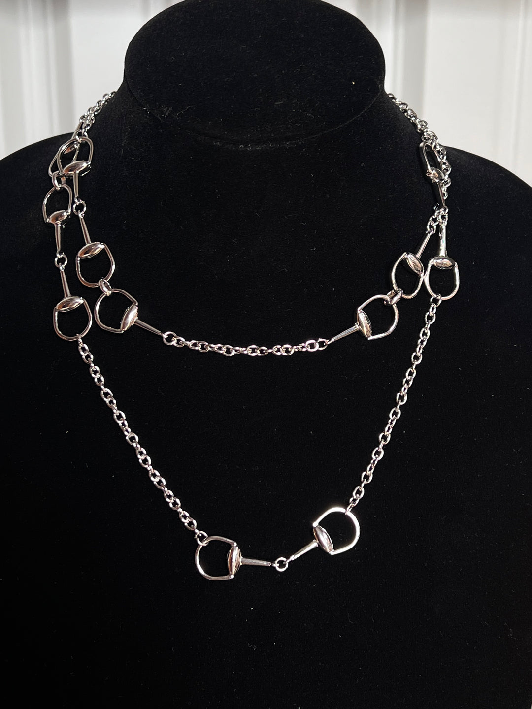 Silver 2 Row with Circles Necklace