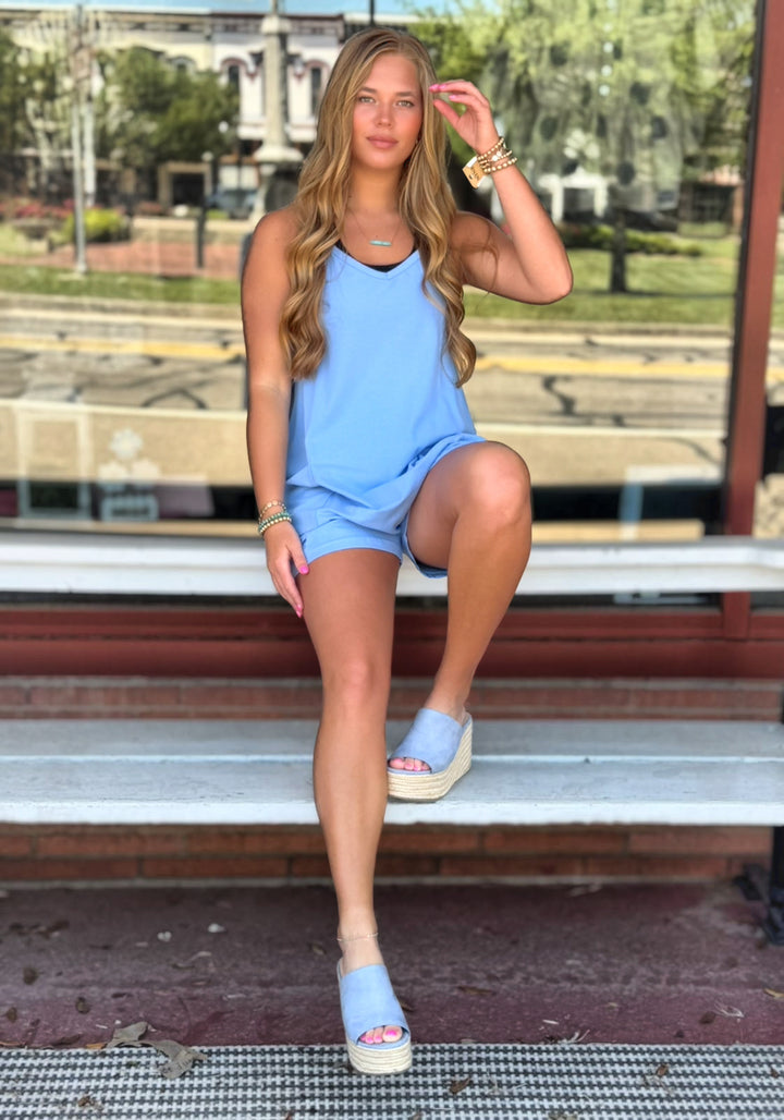 Oversized Tank V-Neck Jersey Romper
