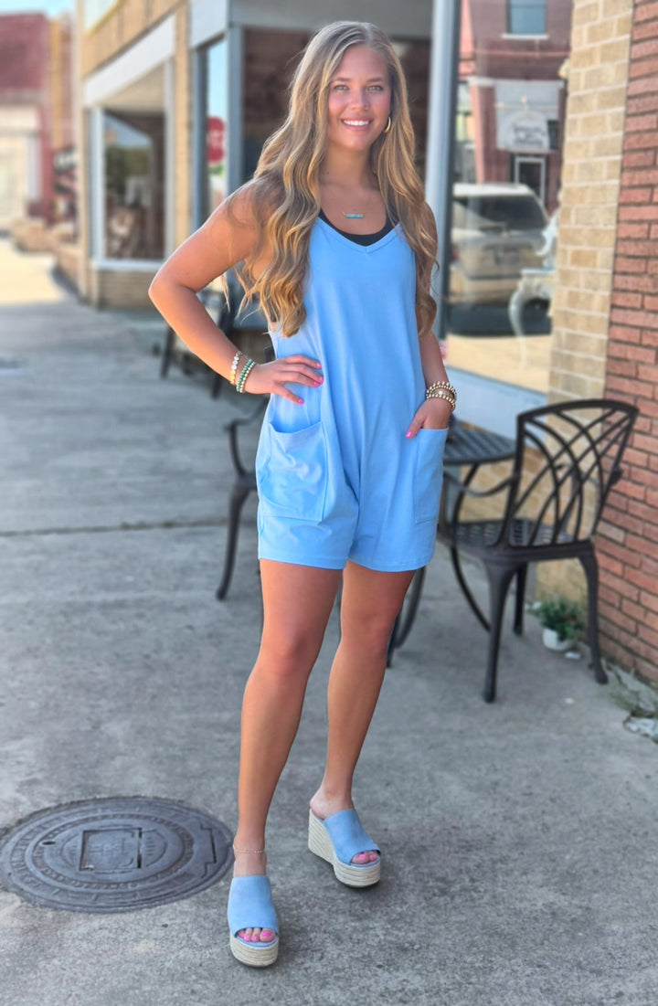 Oversized Tank V-Neck Jersey Romper