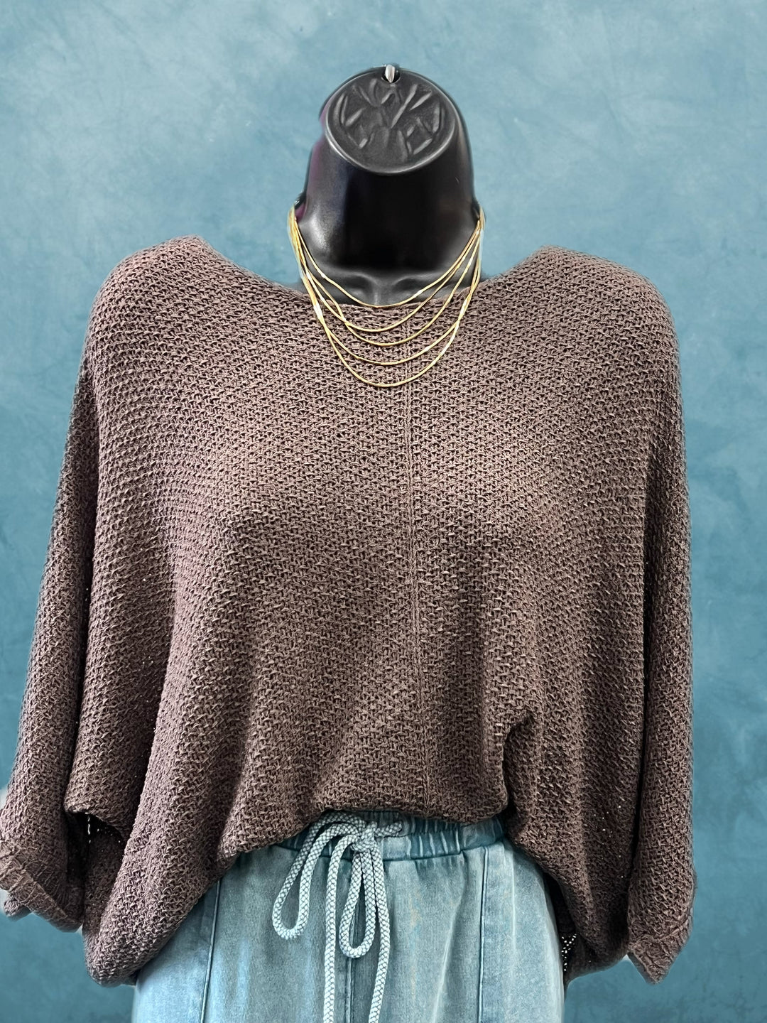 Knitted Short sleeve Top in Ash Brown