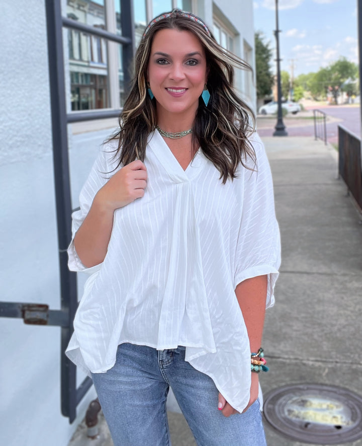 Oversized Cover Up V -Neck Top