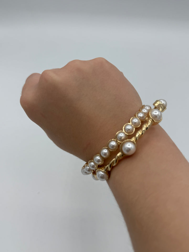 Pearl Studded Bangle Bracelet Set