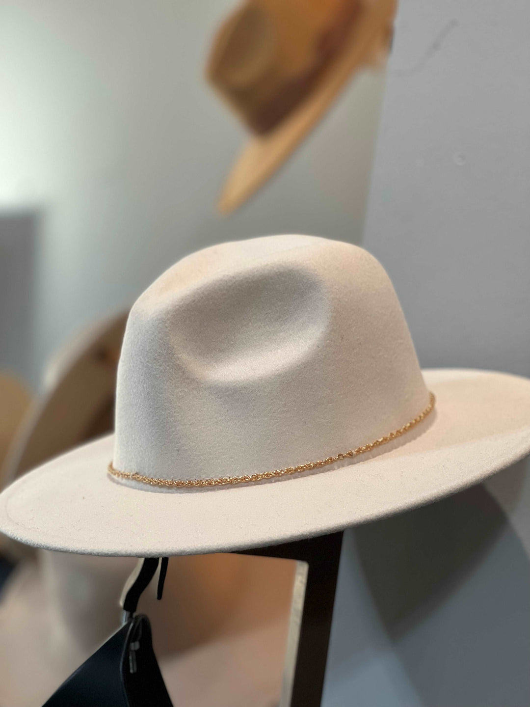 Ivory Fedora with Gold Chain Hat