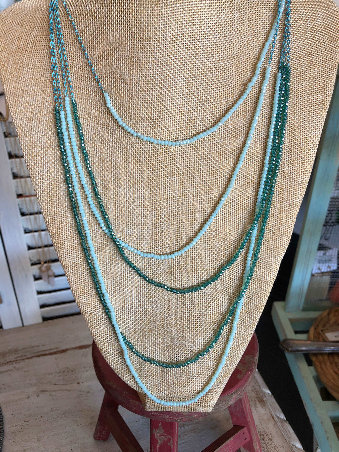 Mint Sparkly Beaded Necklace