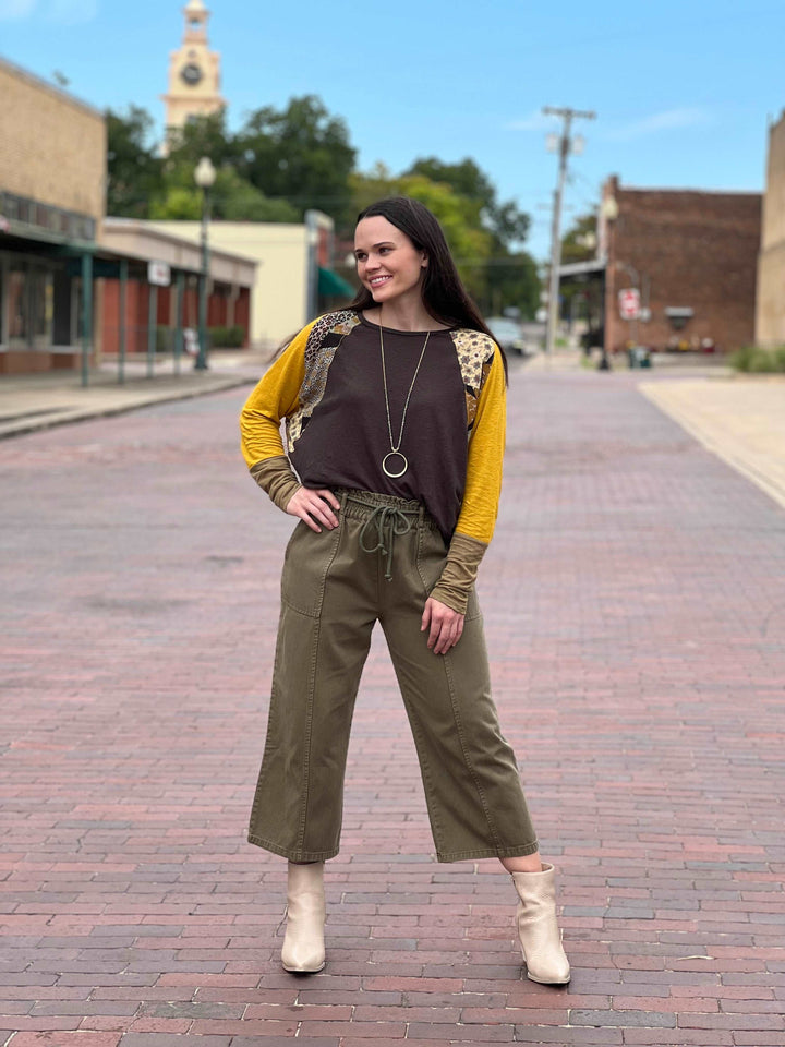 Rachelle Olive Green Cropped Pants
