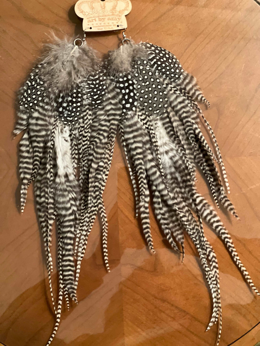 Extra Long Bird Feather Earrings