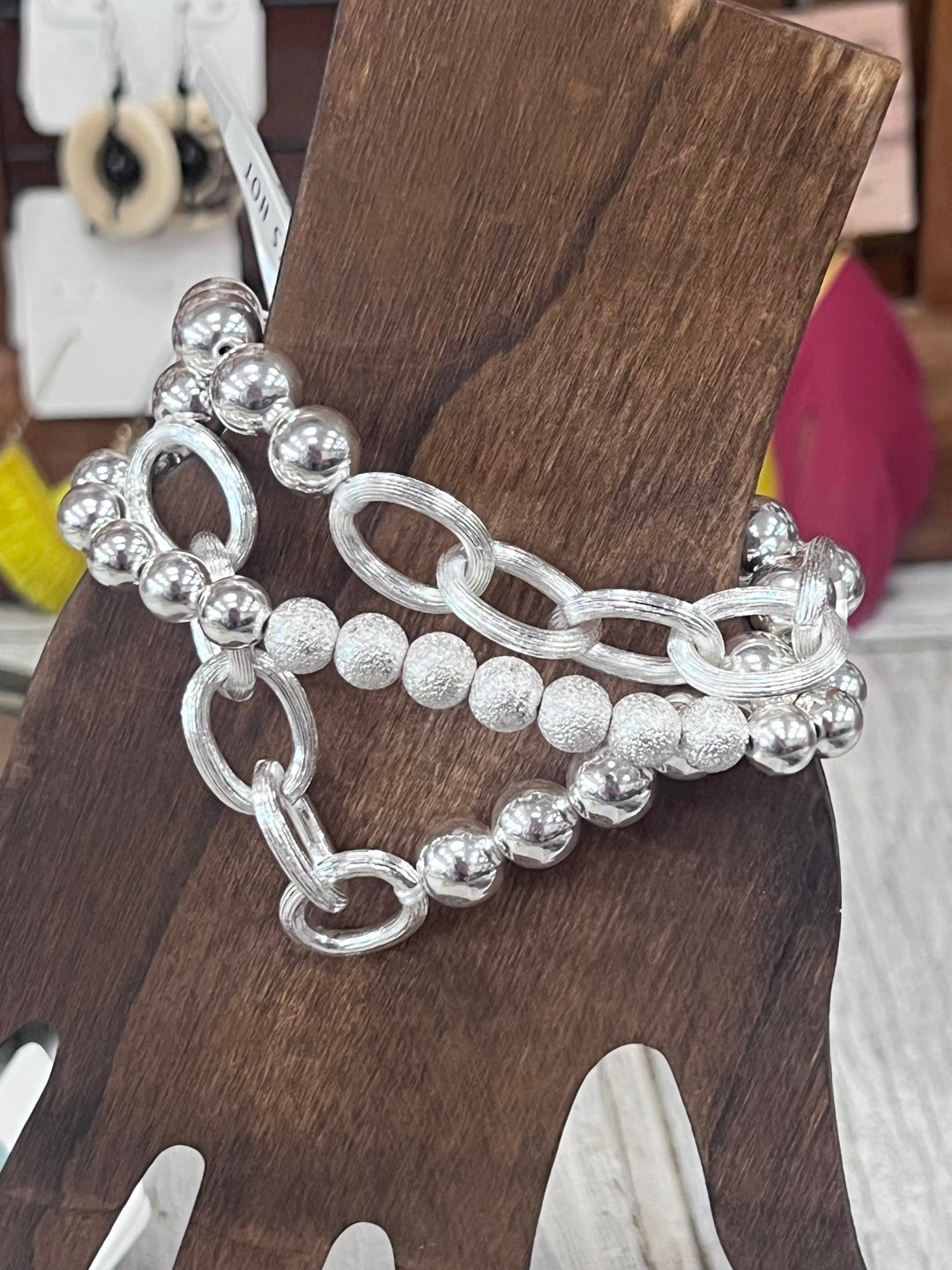Satin Silver Ball and Chain Chain Bracelet set of 3 – Vintaj Cowgirl