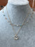 Gold with Clear Stone Pendant and Crystal Beads Necklace