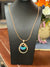 Gold Wood Blue and turquoise Pendant Necklace
