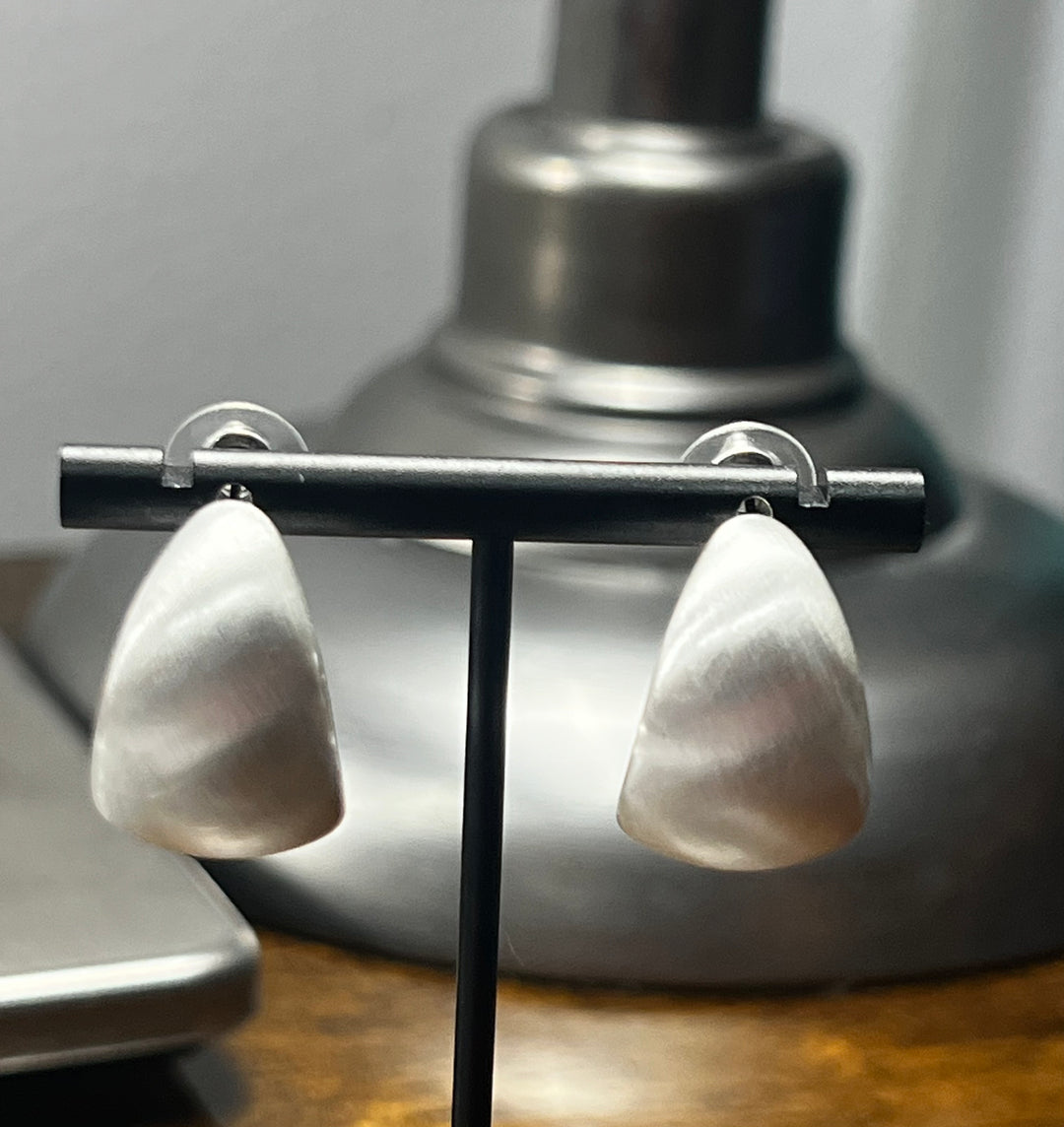 Chunky Round shape Satin Silver Earrings