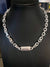 Brushed Silver Bar on Chain Link Necklace