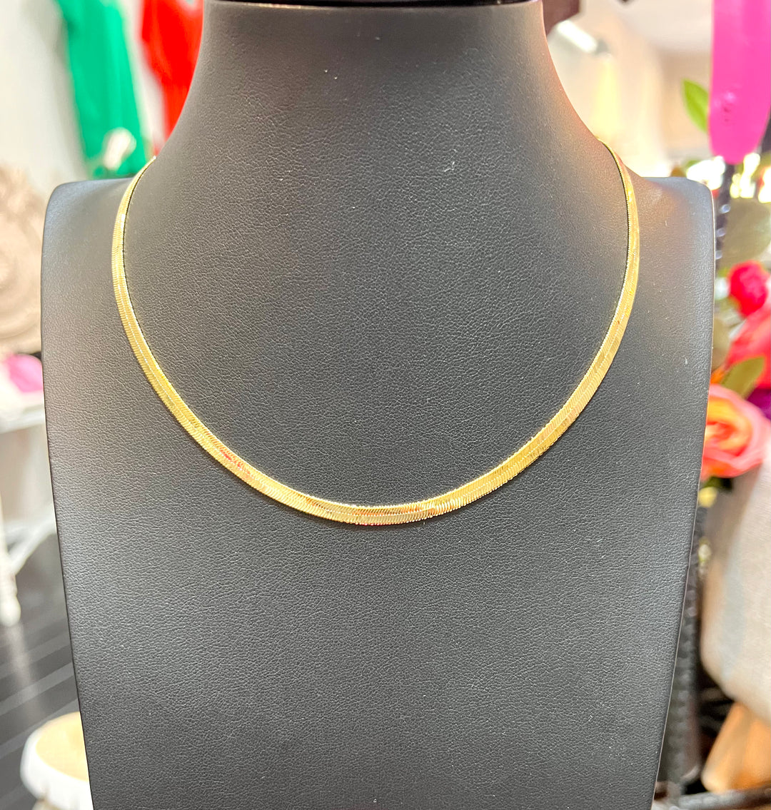 Gold Herringbone 5mm Necklace