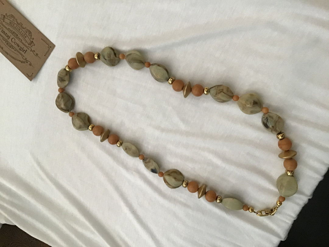 Wooden and Marble Necklace