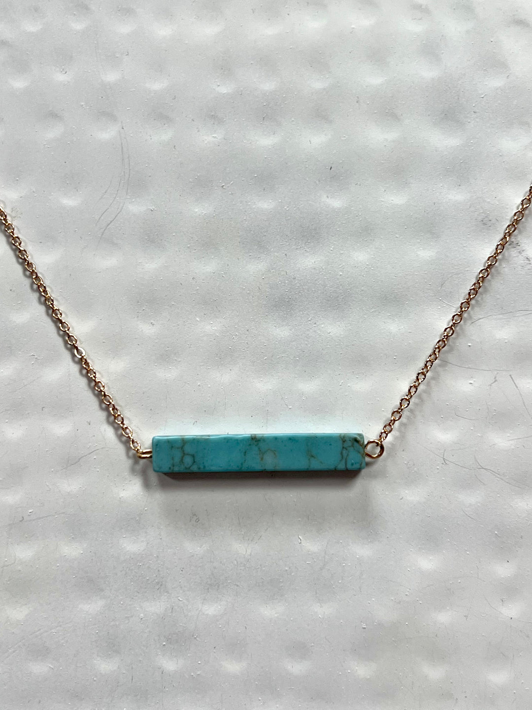 Dainty Turquoise Bar on Faux Gold Chain