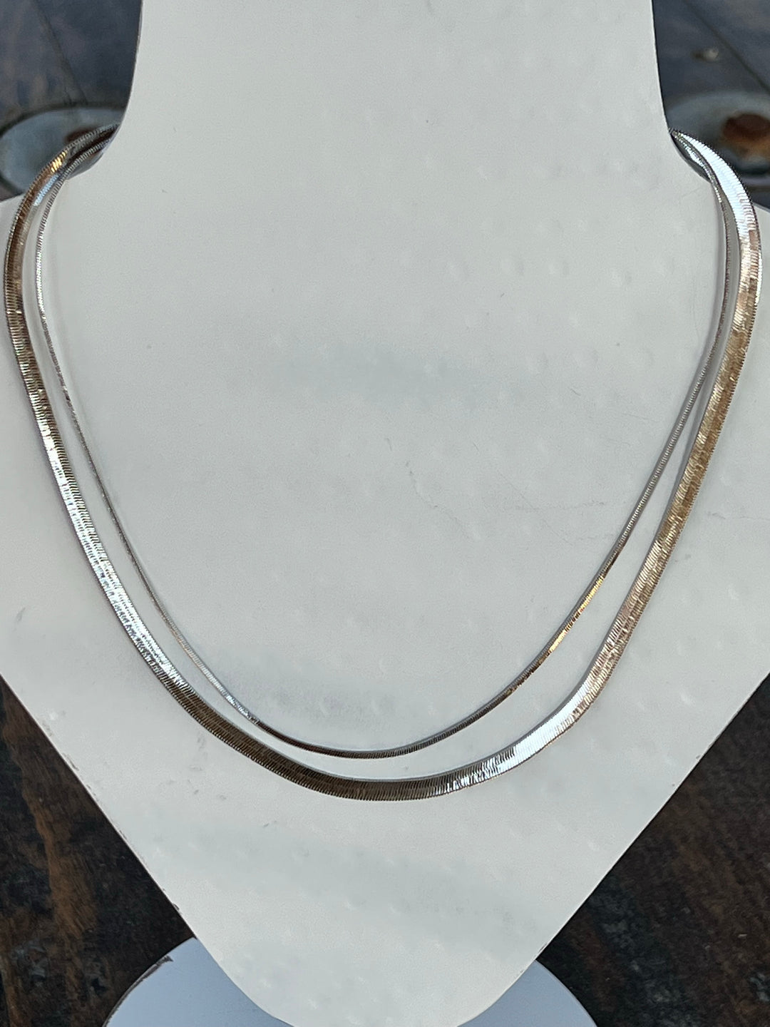 Silver 2 Row Herringbone Necklaces
