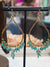 Hammered Gold w/Turquoise Beads Teardrop Earrings