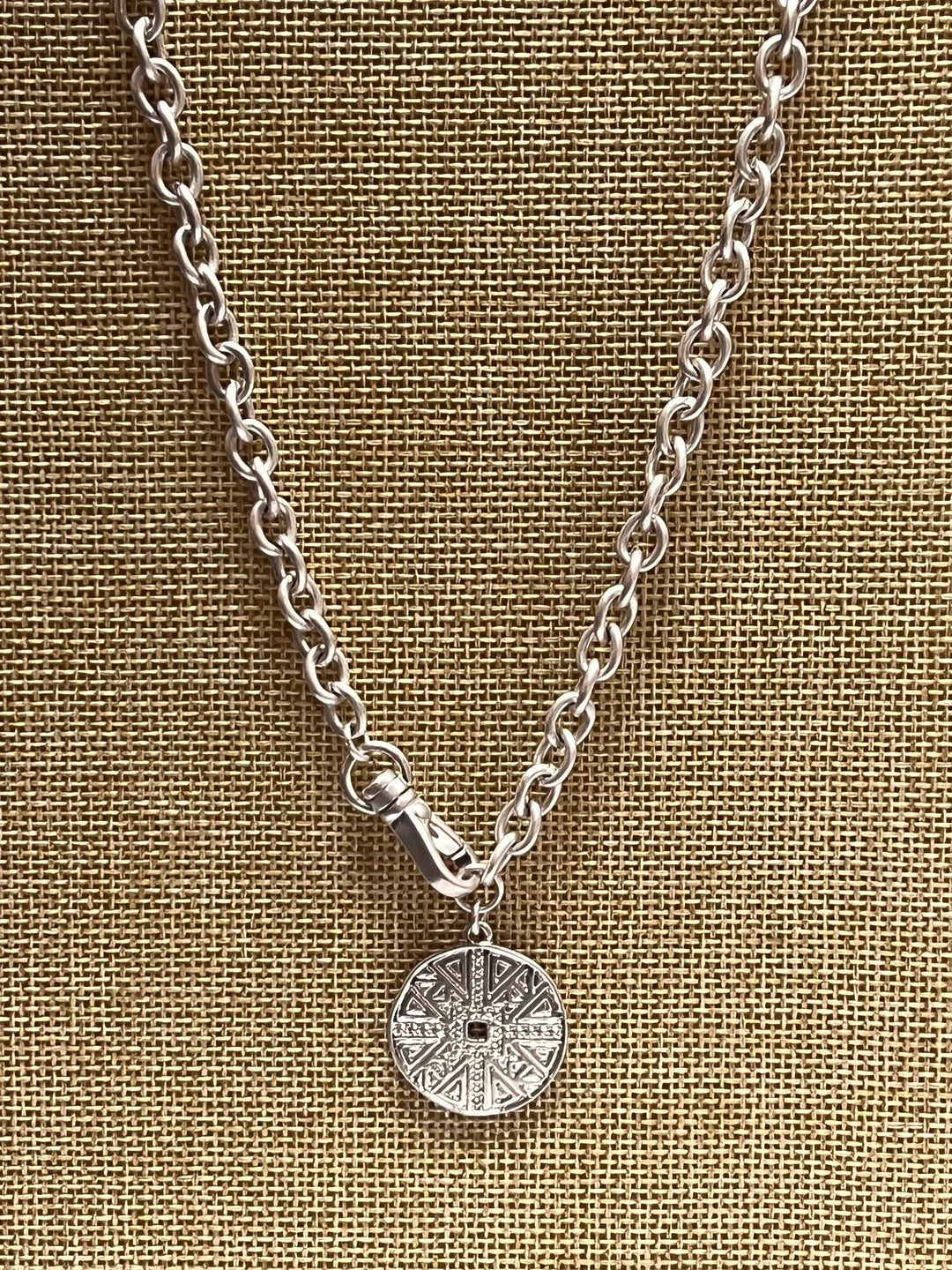 Thick Silver Chain with Madellon Necklace