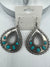 Western Silver Teardrop Earrings with small Turquoiise Stones