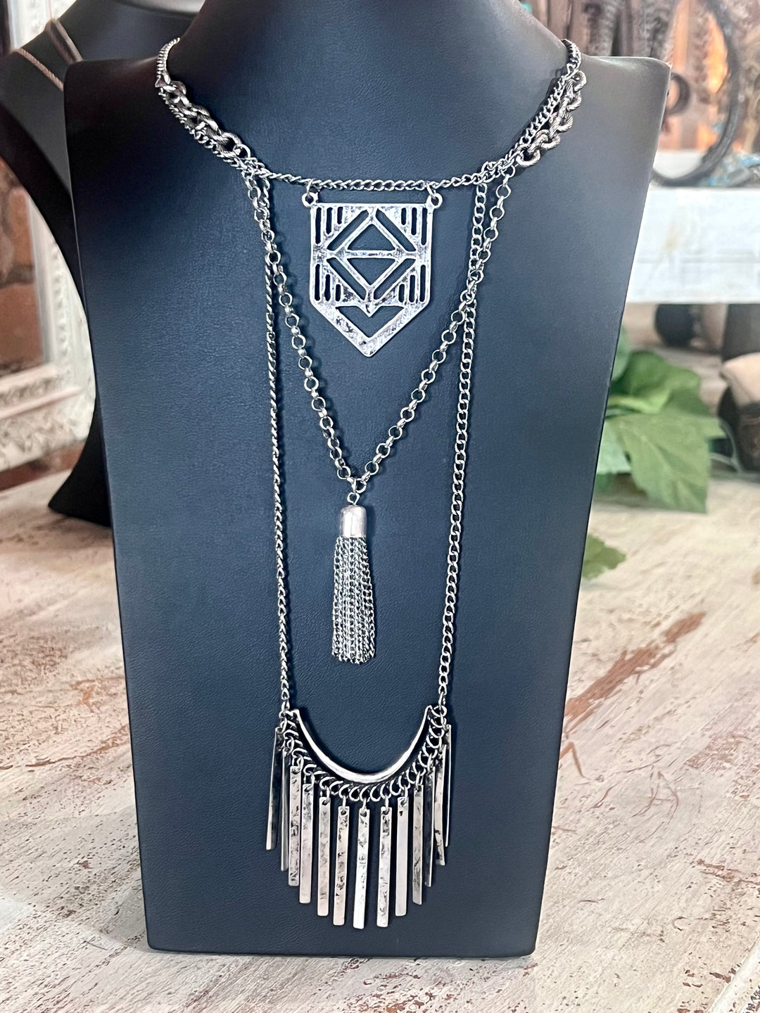 Silver Southwest Style layered Necklace