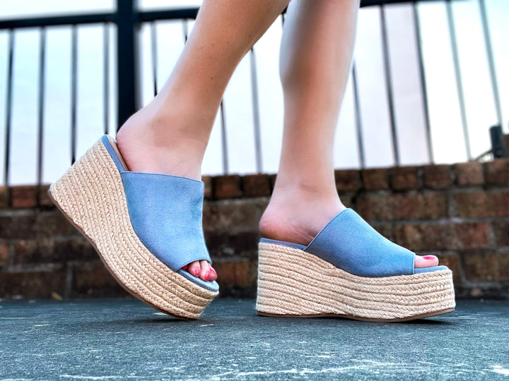 Vintage Blue Meimei Wedge Sandal