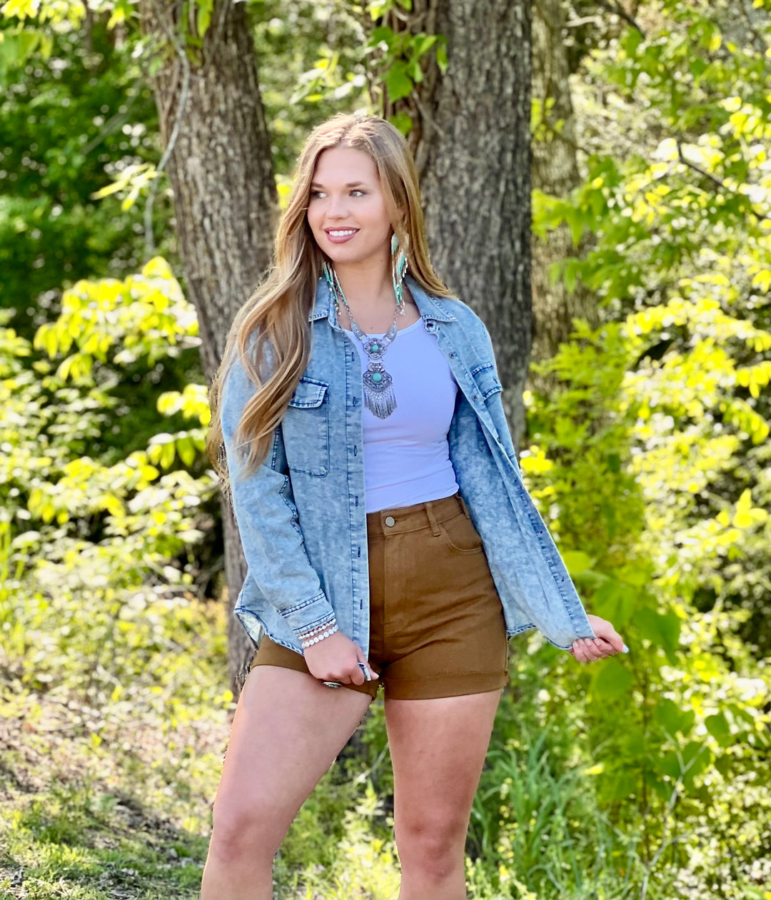 Toffee color Denim Shorts